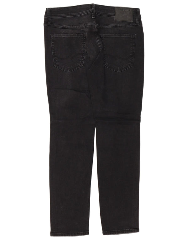 Jack & Jones Mens GLENN Distressed Slim Jeans W32 L30 Algodão Preto