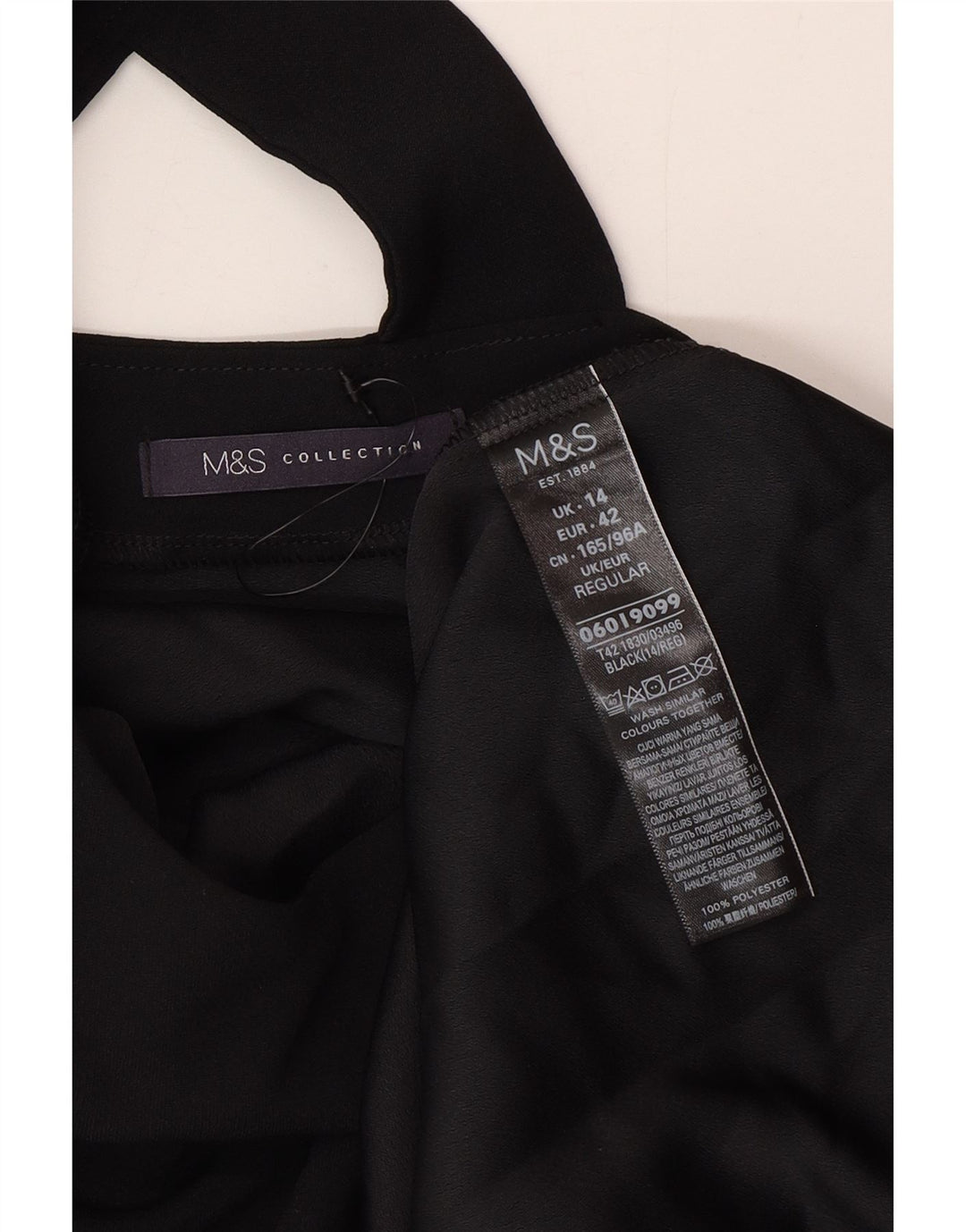 Vestido feminino Marks & Spencer manga 3/4, UK 14, grande, preto, poliéster