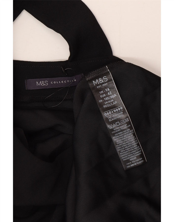 Vestido feminino Marks & Spencer manga 3/4, UK 14, grande, preto, poliéster