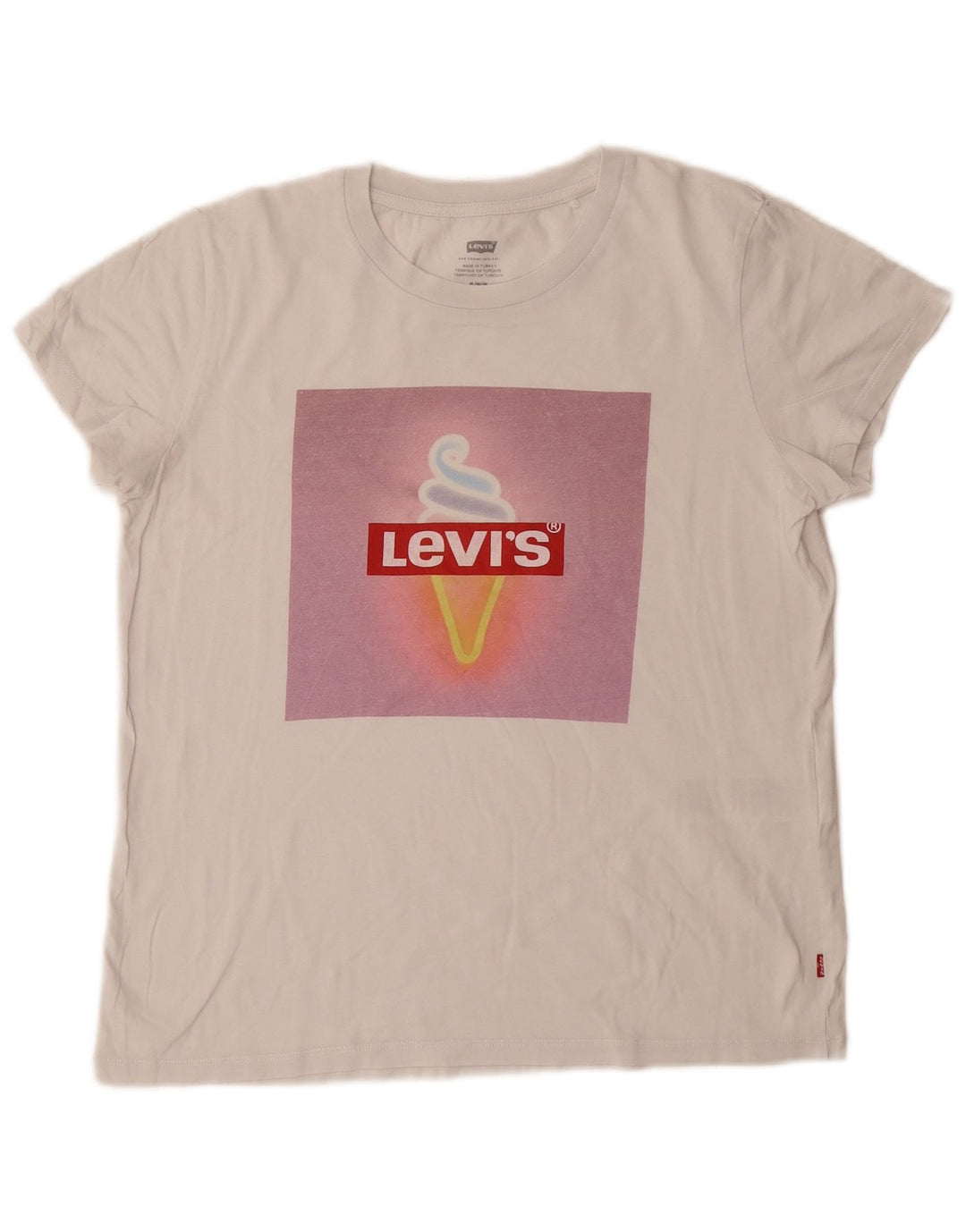 Camiseta feminina gráfica LEVI'S UK 12 algodão branco médio
