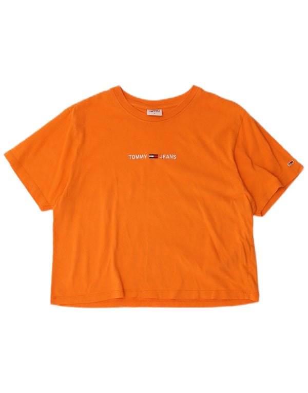 Tommy Hilfiger Camiseta Feminina Crop Graphic Top Reino Unido 14 Algodão Laranja Médio
