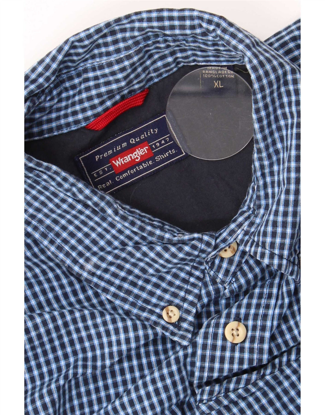 Camisa masculina Wrangler XL azul algodão guingão