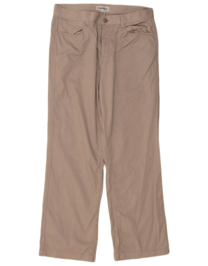 Calvin Klein Calça masculina reta casual W34 L29 algodão cinza