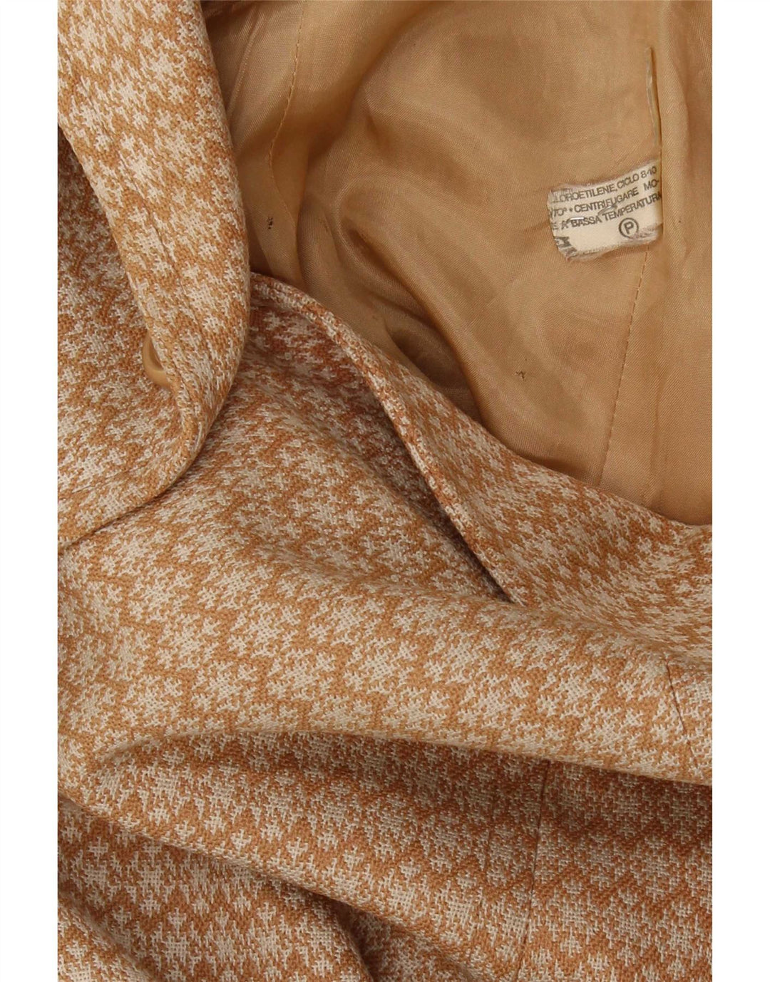 Sobretudo feminino vintage UK 10 pequeno bege geométrico