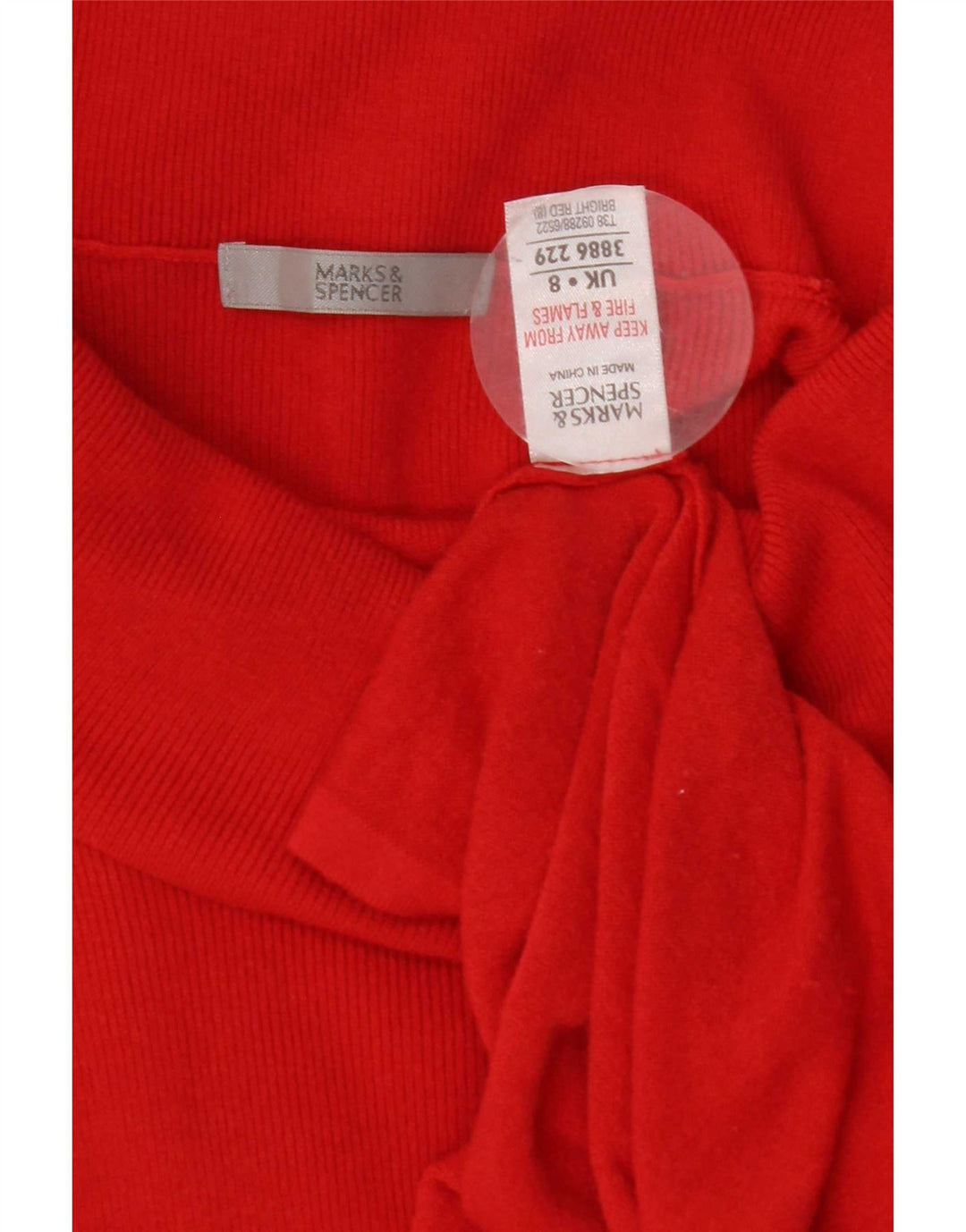 Túnica feminina Marks & Spencer de manga comprida com gola redonda Reino Unido 8 pequena vermelha