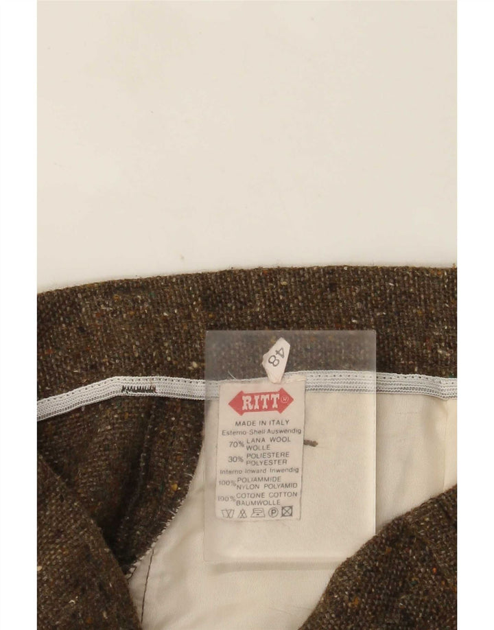 Calça Ritt Masculina Pegged Suit IT 48 Médio W32 L30 Cáqui Lã Flecked