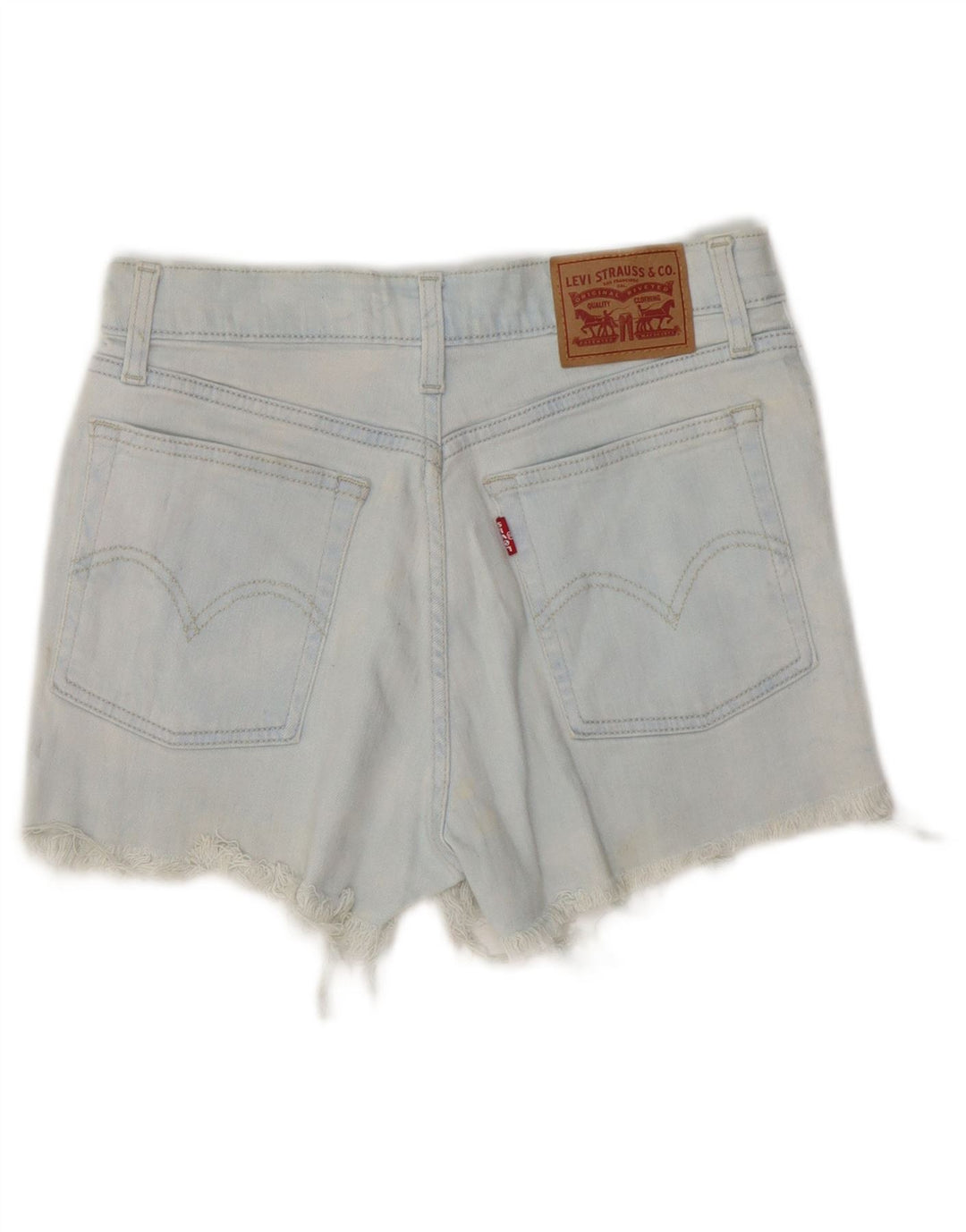 Shorts jeans feminino de cintura alta Levi's W27 pequeno algodão azul