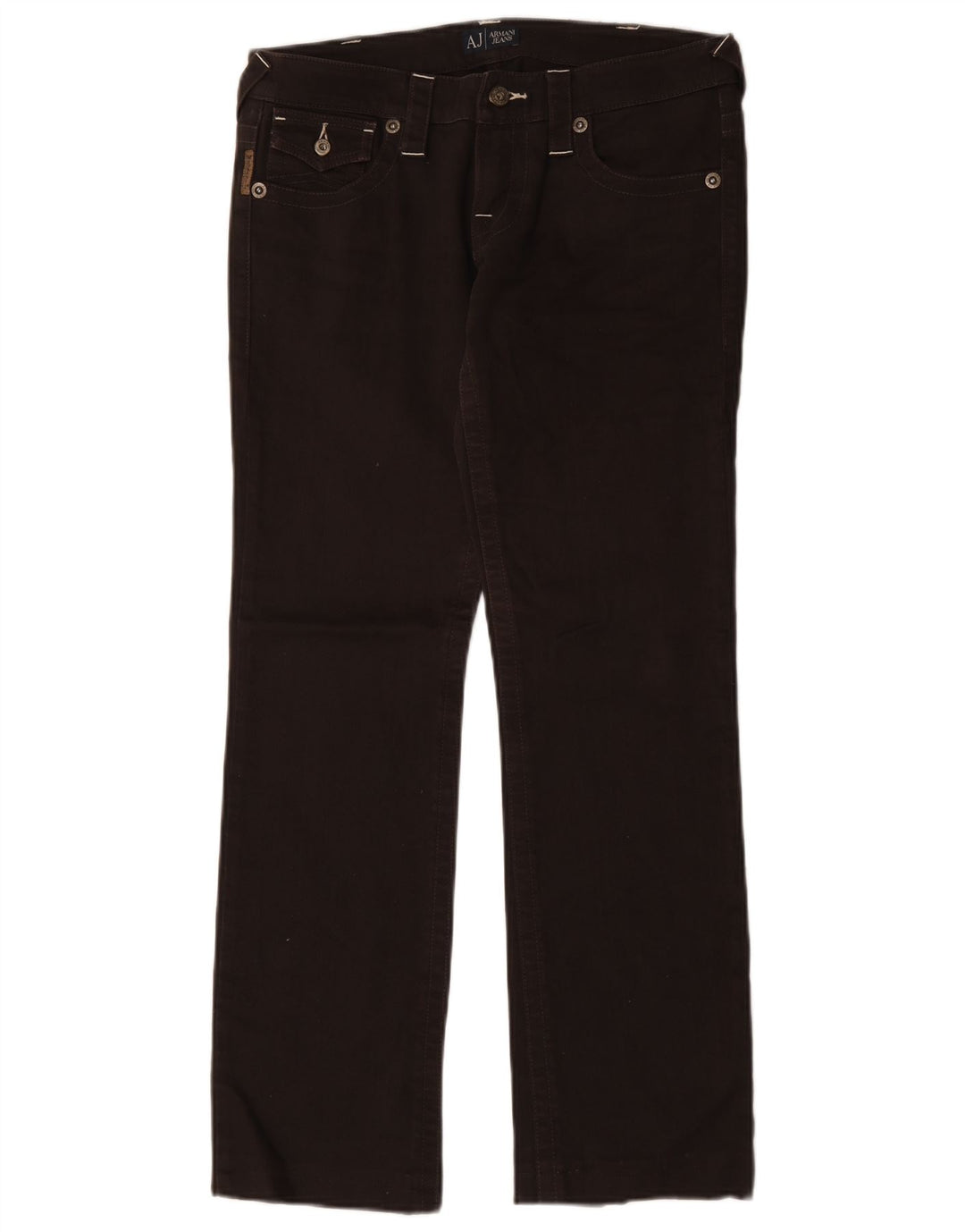 Jeans retos femininos Armani W28 L30 algodão marrom