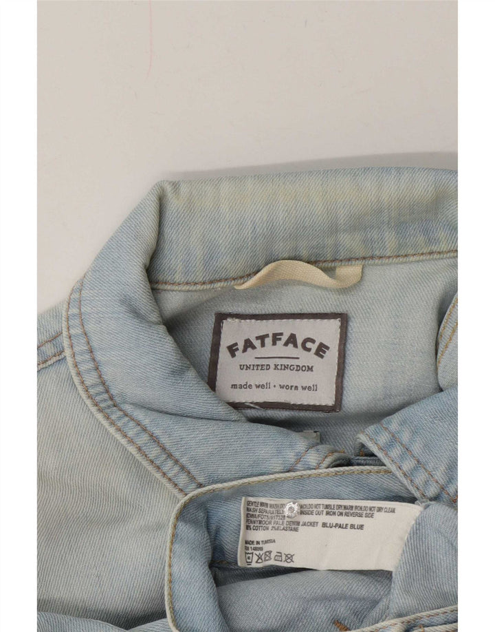 Jaqueta jeans feminina Fat Face UK 12 algodão azul médio