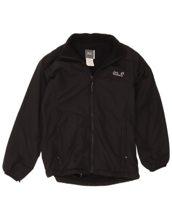 Jaqueta corta-vento feminina Jack Wolfskin UK 12 poliéster preto médio