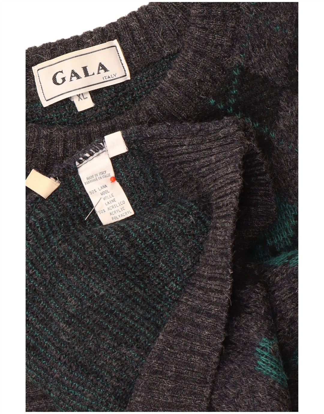 Suéter masculino Gala com gola canoa XL cinza Argyle/lã diamante