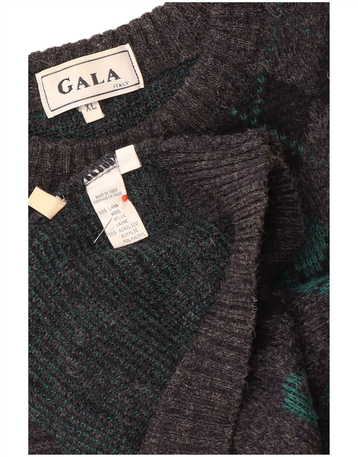 Suéter masculino Gala com gola canoa XL cinza Argyle/lã diamante