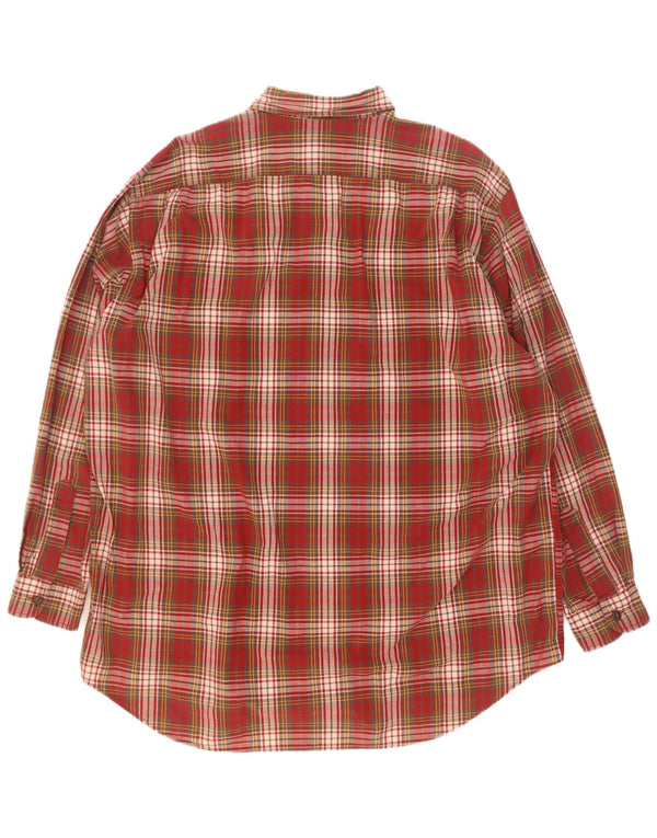 Camisa grande masculina Abercrombie & Fitch 2XL xadrez vermelho