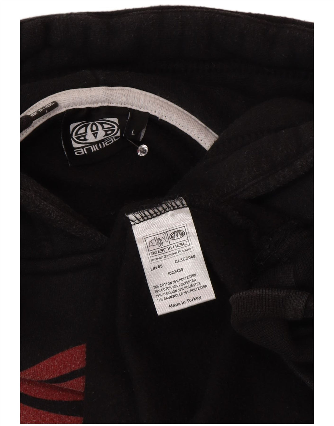 Animal masculino gráfico moletom com capuz grande algodão preto