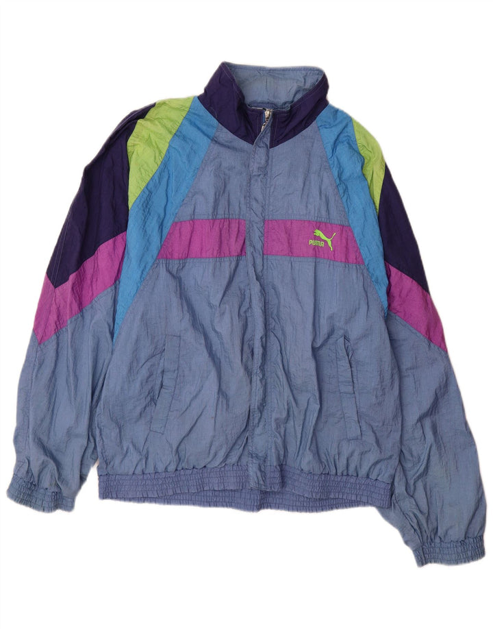 PUMA Mens Tracksuit Top Jacket Médio Azul Colourblock Poliamida