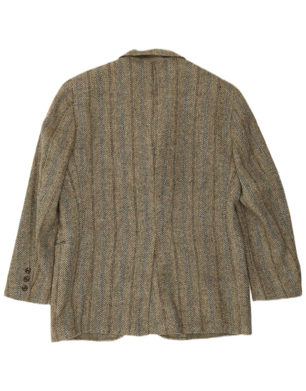 Jaqueta blazer masculina de 3 botões Harris Tweed Reino Unido 38 espinha de peixe cáqui médio