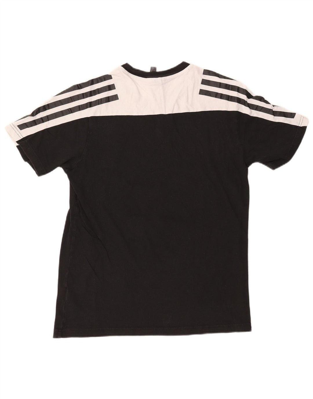 Adidas Mens T-Shirt Top Pequeno Algodão Colorblock Preto