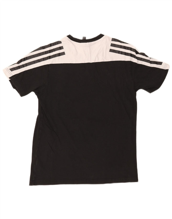 Adidas Mens T-Shirt Top Pequeno Algodão Colorblock Preto