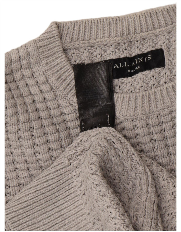 ALL SAINTS Suéter masculino com gola redonda XS algodão cinza