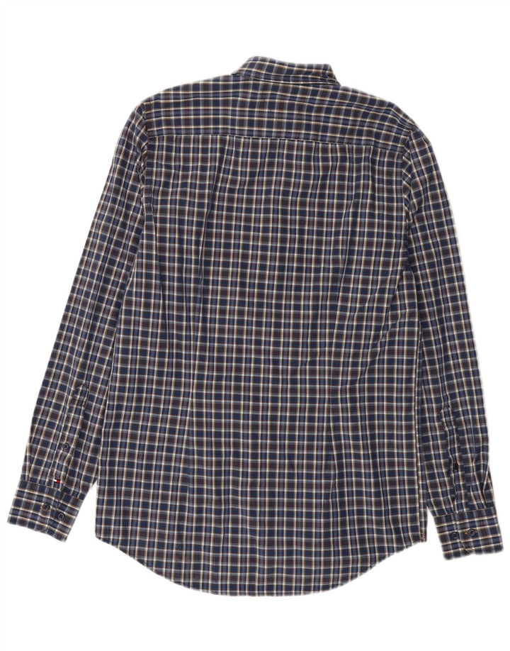 Tommy Hilfiger Mens Slim Fit Camisa Xadrez Azul Médio