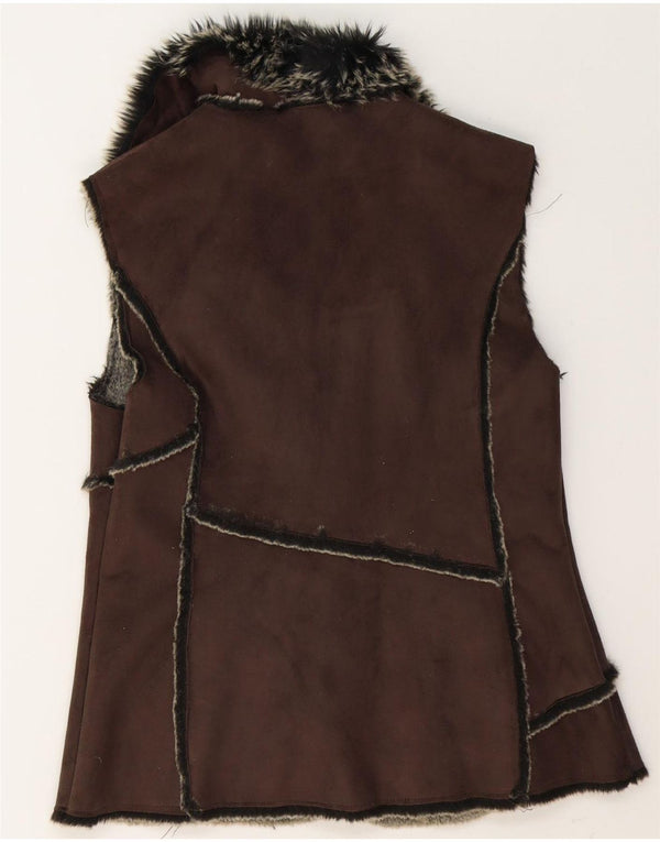 Debenhams Womens Sherpa Gilet UK 12 Poliéster Marrom Médio