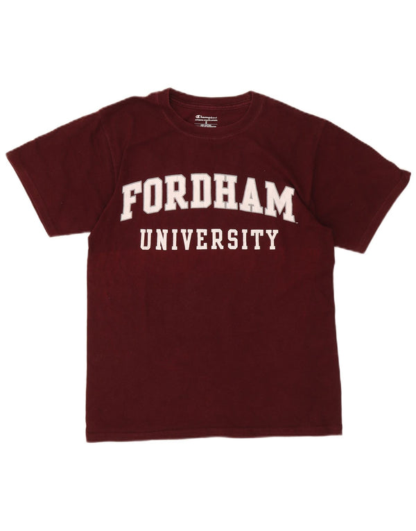 Champion Mens Graphic T-Shirt Top Pequeno Algodão Borgonha
