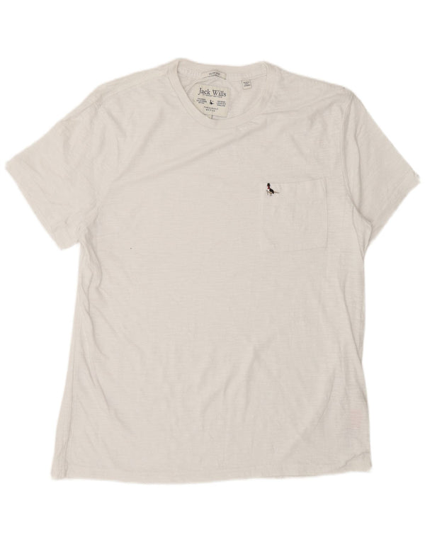 Jack Wills Mens Slim Fit Camiseta Top 2XL Algodão Branco
