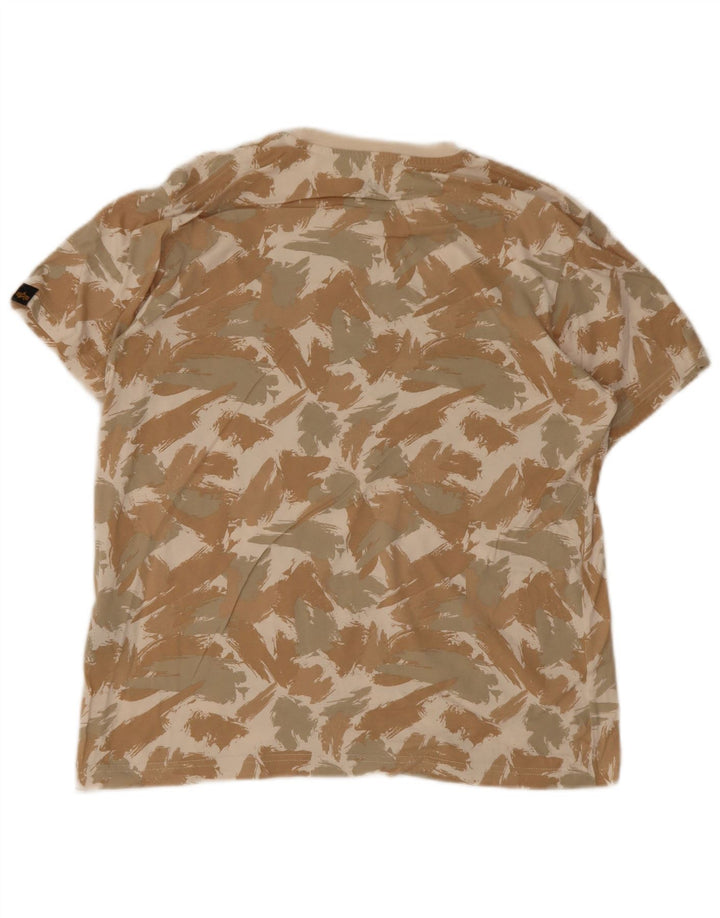 Camiseta gráfica masculina Alpha Industries Top médio bege geométrico