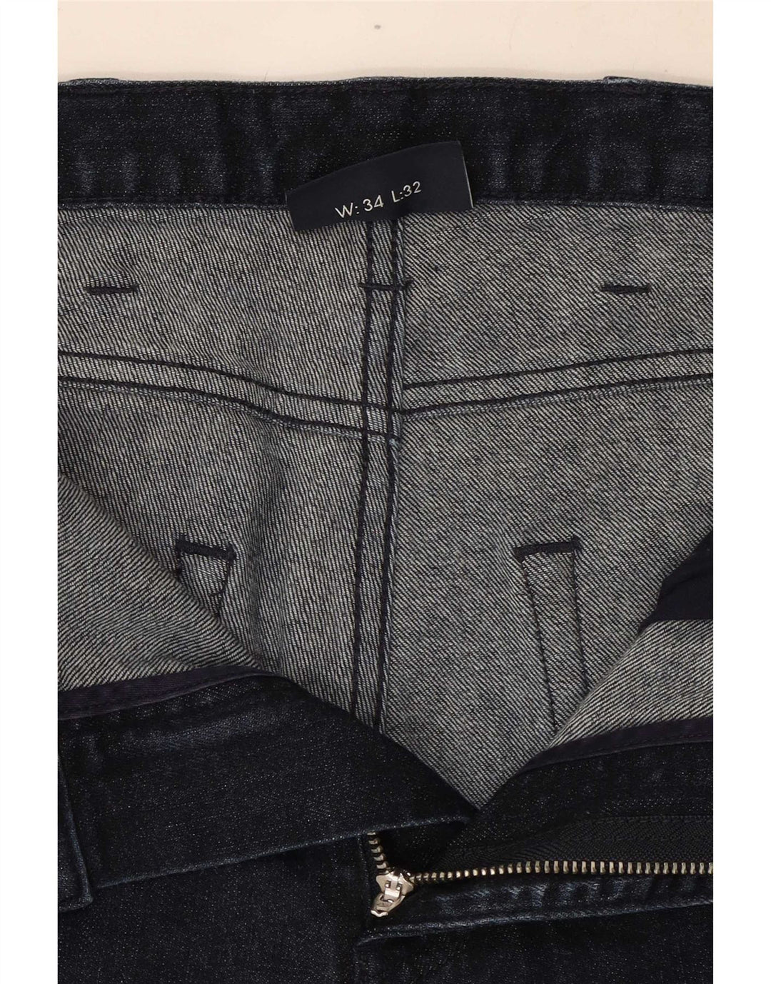Armani Mens Straight Jeans W34 L32 Azul Marinho Algodão
