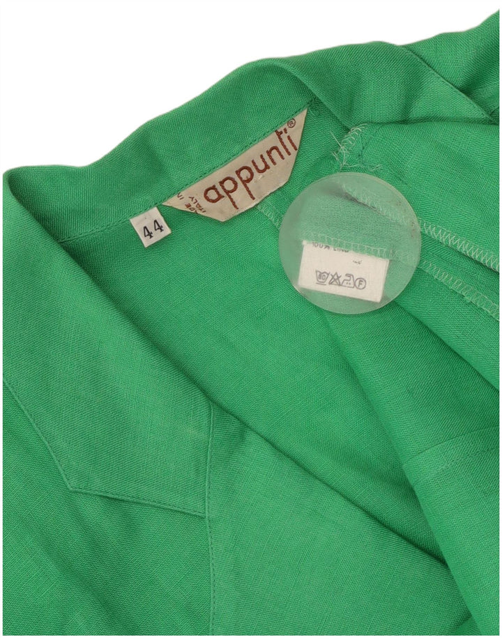 Jaqueta blazer feminina vintage manga curta 1 botão IT 44 linho verde médio