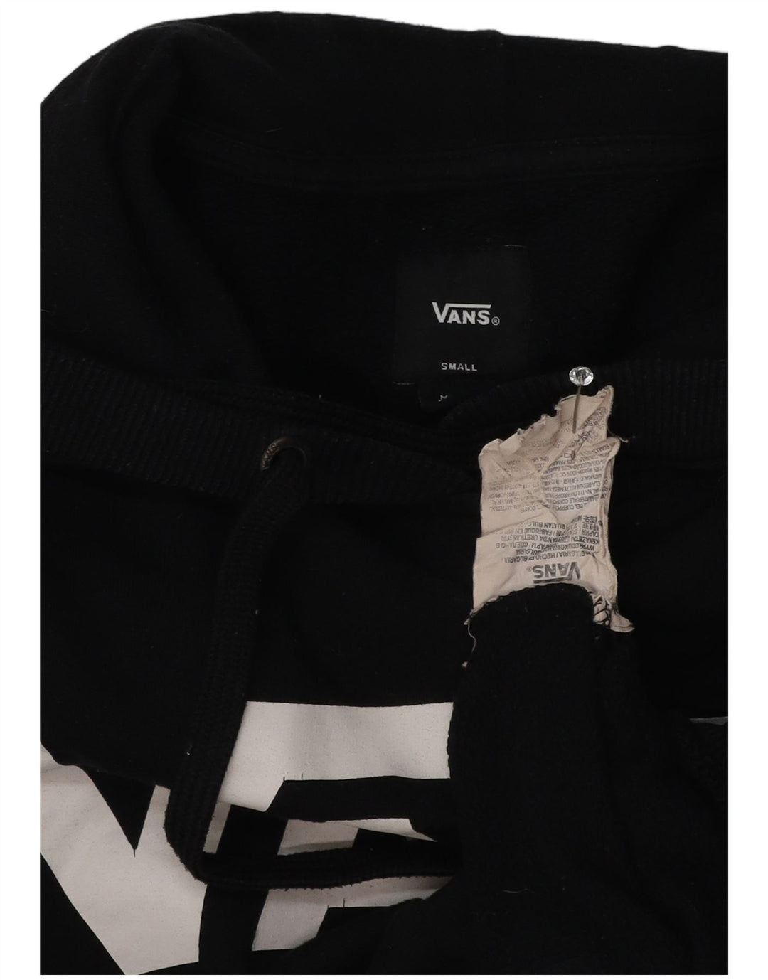 Vans masculino gráfico moletom com capuz pequeno algodão preto