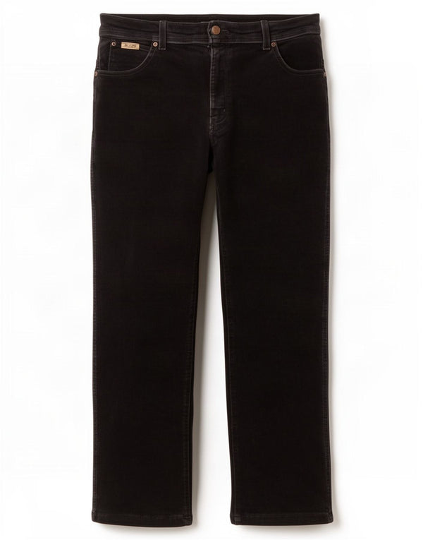 Calça Wrangler masculina Texas Stretch Straight Corduroy W34 L26 algodão preto