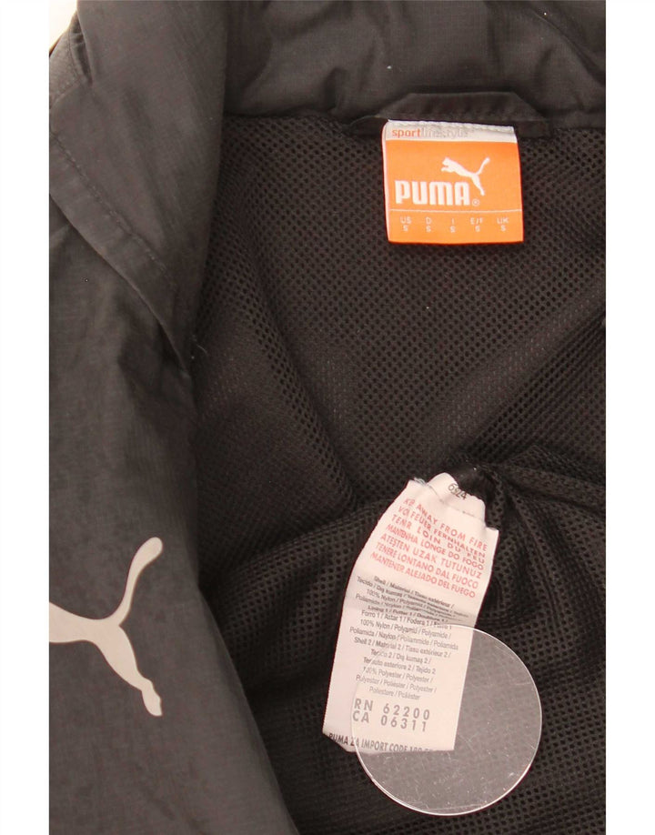 Jaqueta de chuva masculina Puma com capuz UK 36 pequena preta nylon