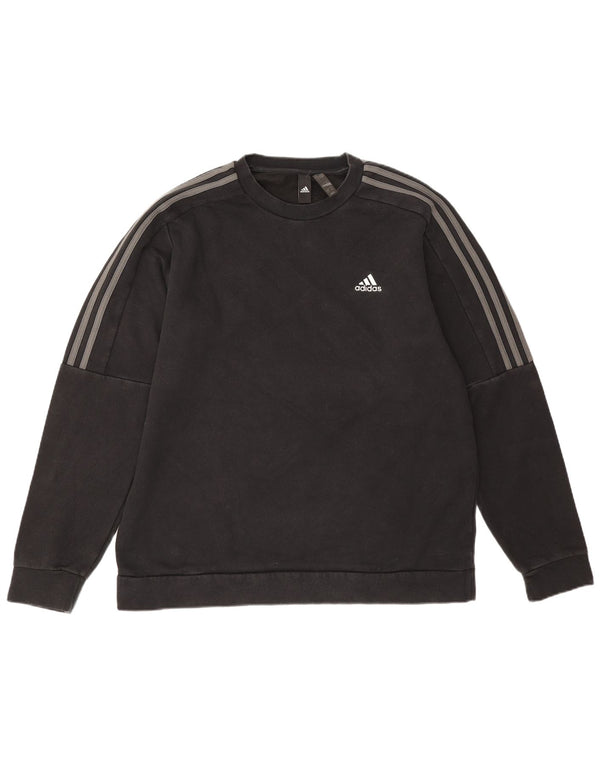 Adidas Mens Moletom Jumper Grande Algodão Preto
