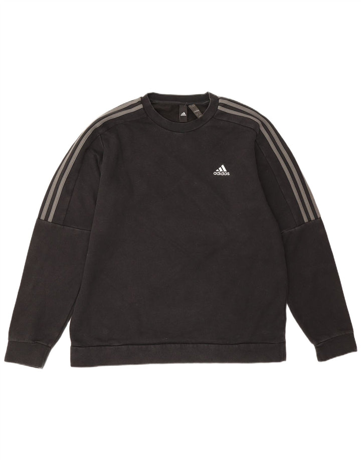 Adidas Mens Moletom Jumper Grande Algodão Preto