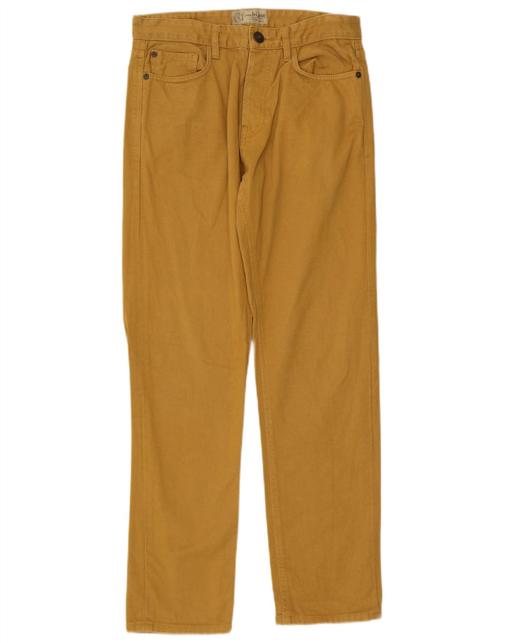 Calça jeans reta masculina Fat Face W30 L30 algodão amarelo