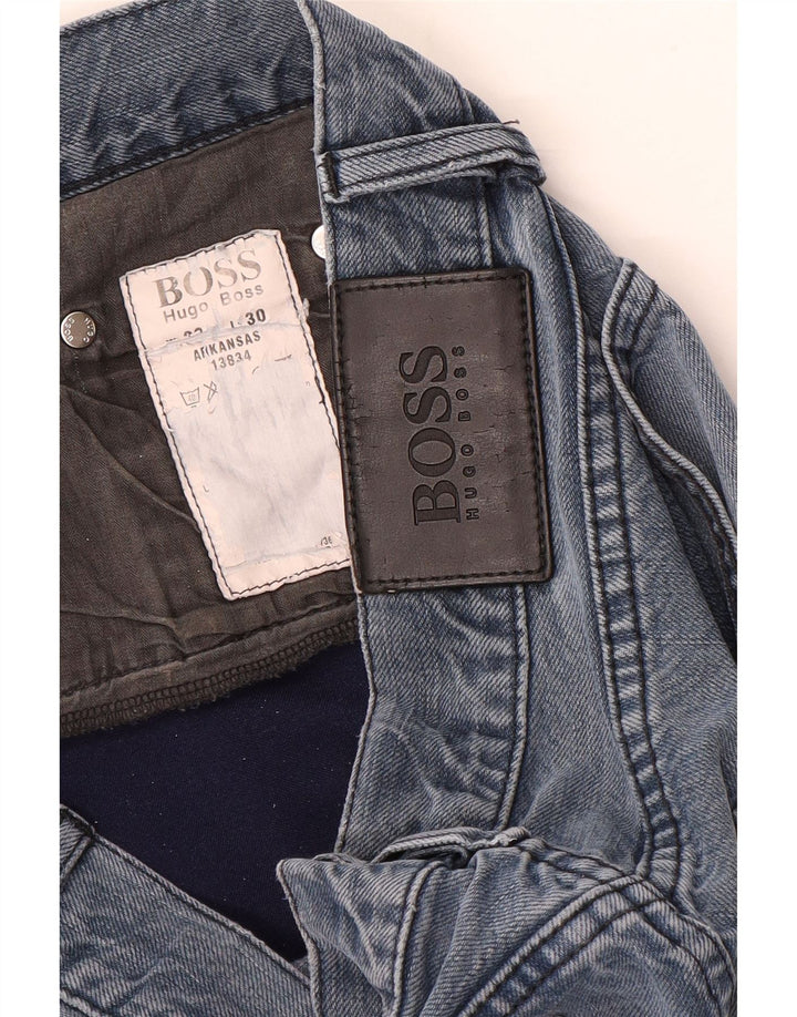 HUGO BOSS Masculino Arkansas Straight Jeans W32 L30 Azul