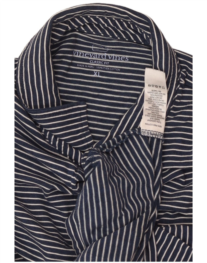 Camisa polo masculina VINEYARD VINES Classic Fit XL azul marinho listrado algodão