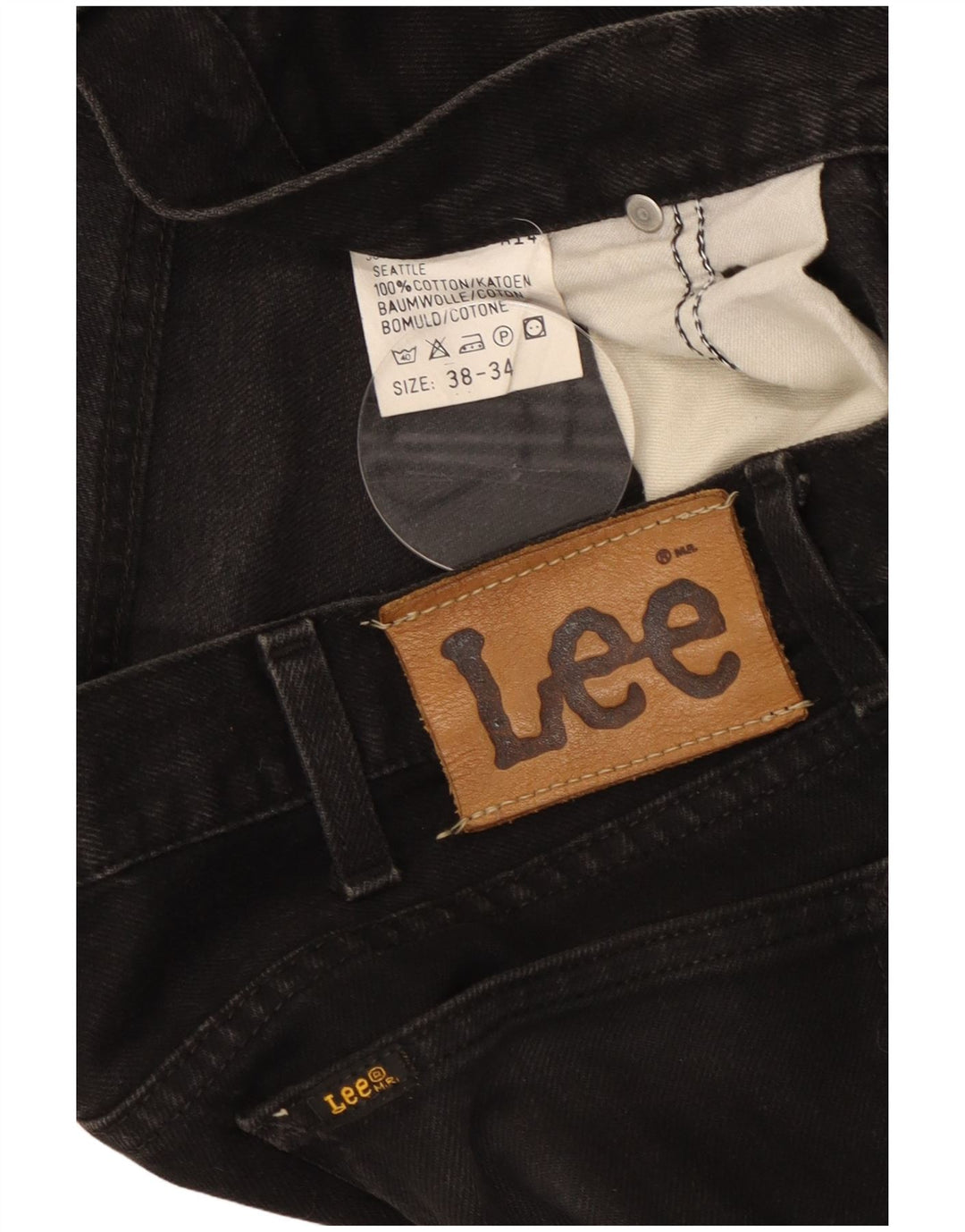 Lee Mens Seattle Straight Jeans W38 L30 Algodão Preto