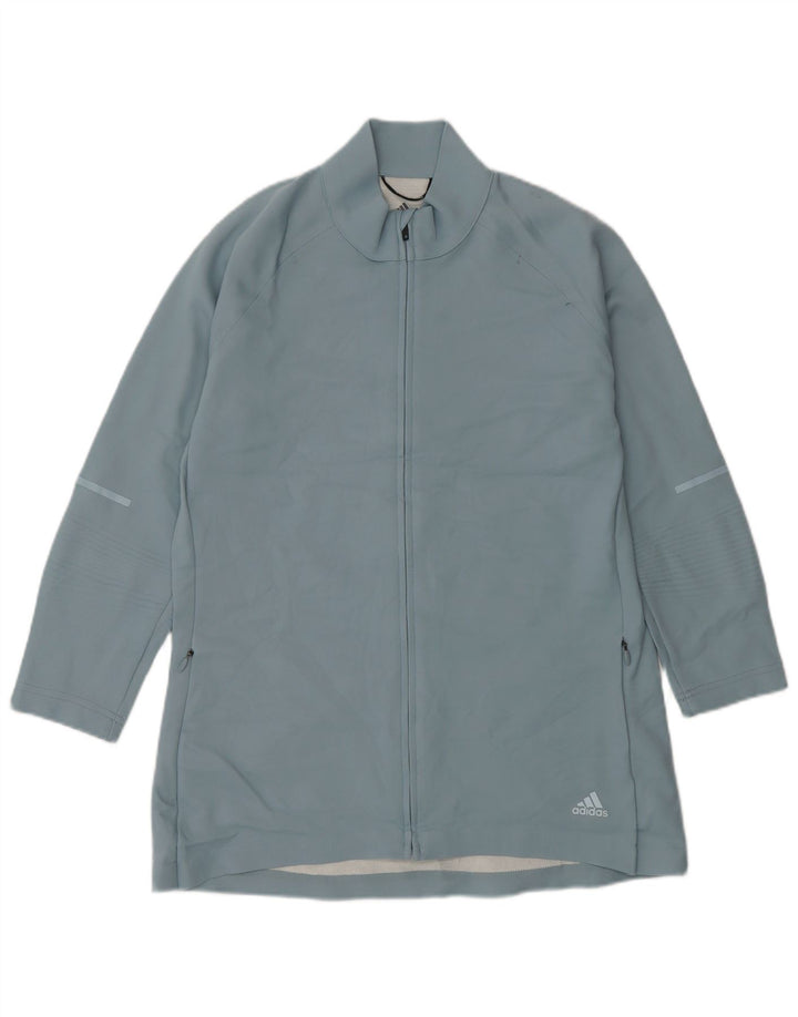 Adidas feminino manga 3/4 agasalho top jaqueta Reino Unido 16/18 grande azul poliéster
