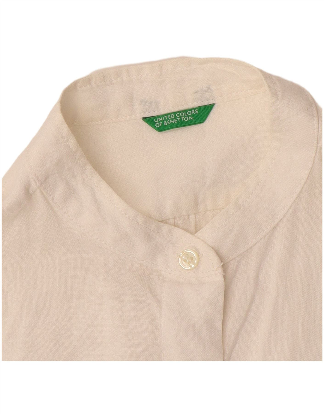 Camisa pulôver feminina Longline BENETTON Reino Unido 14 Médio Off White