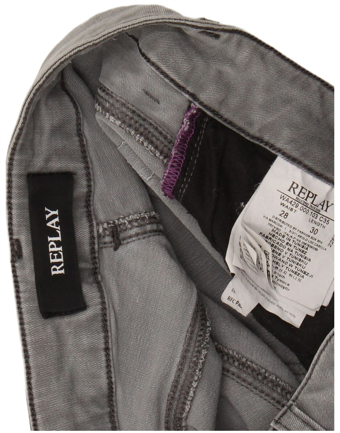 REPLAY Jeans Slim Feminino W28 L30 Algodão Cinza