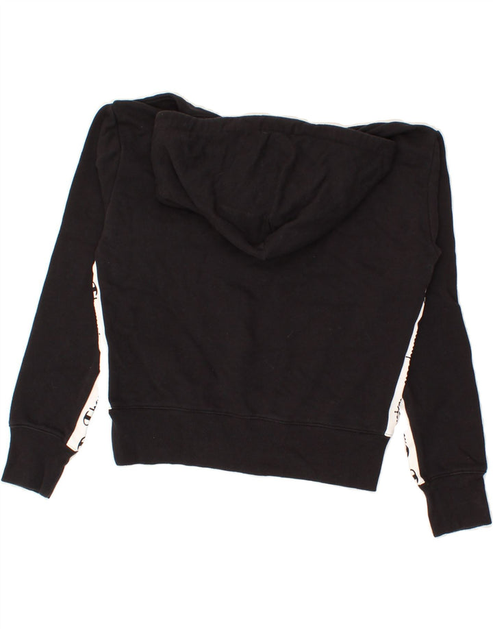 CHAMPION Womens Graphic Hoodie Jumper UK 6 XS Black Cotton Vintage Champion and Second-Hand Champion from Messina Hembry 