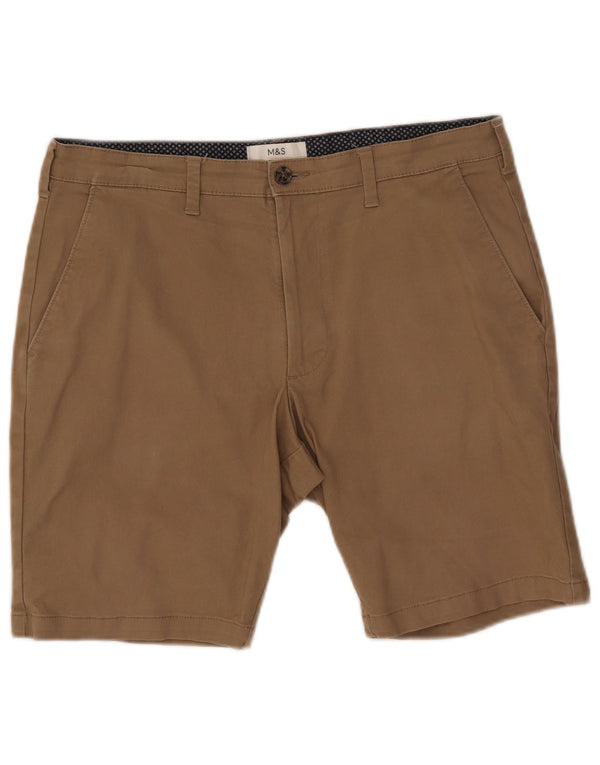 Shorts chino masculino Marks & Spencer W34 grande algodão bege