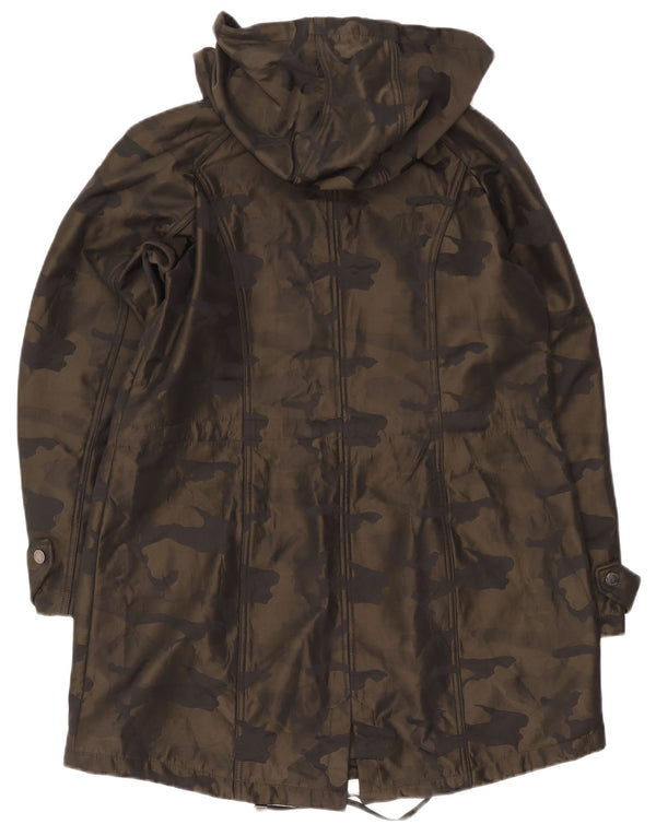 Jaqueta parka feminina com capuz Michael Kors Reino Unido 18 XL camuflagem cáqui poliéster