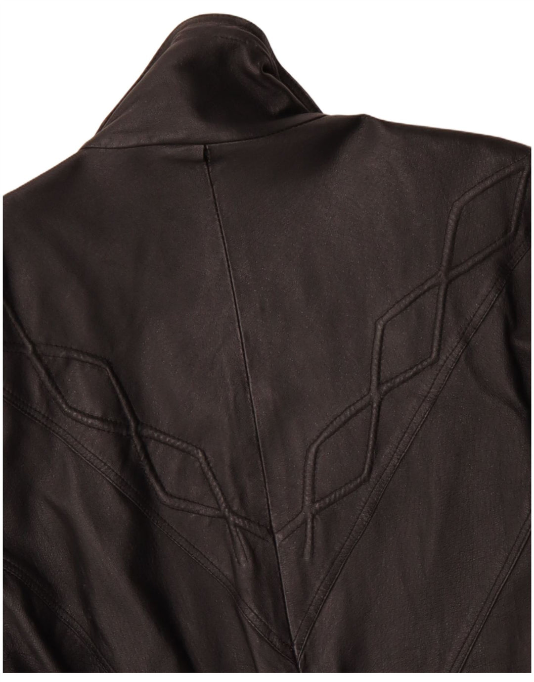 Casaco de couro feminino VINTAGE UK 10 pequeno couro preto