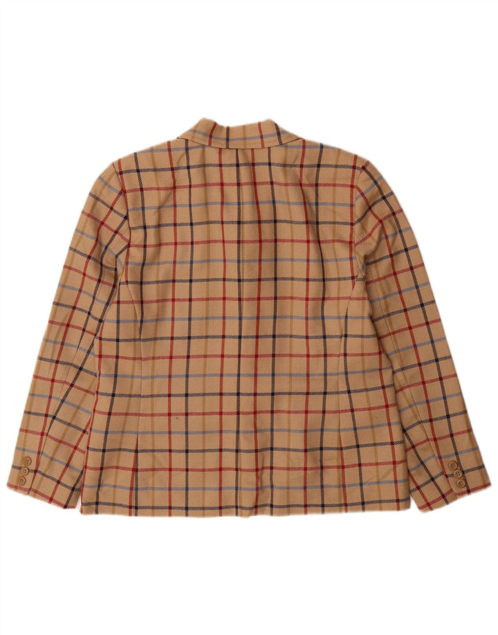 Jaqueta blazer feminina PENDLETON Petite de 3 botões EUA 12 grande xadrez bege