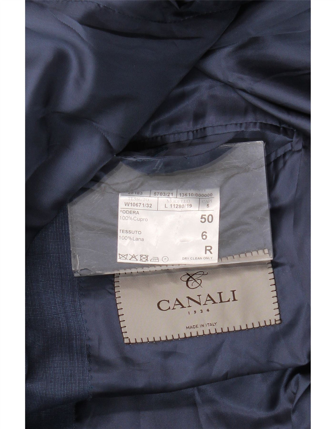 Canali Masculino 2 botões 2 peças terno IT 50 grande W34 L30 lã azul marinho