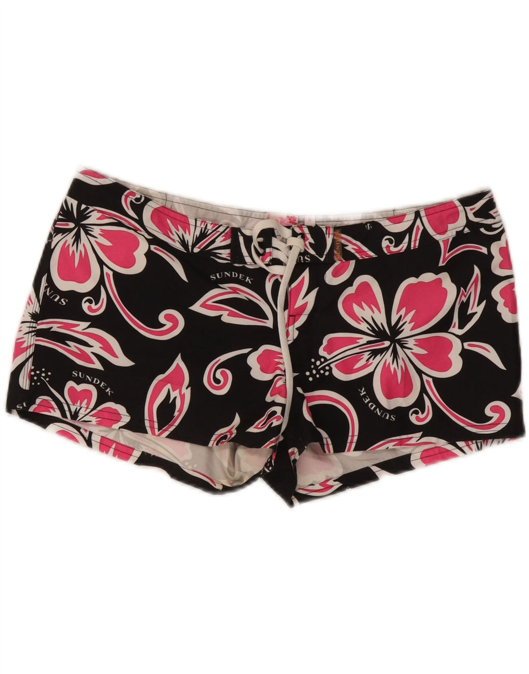 Shorts de natação feminino SUNDEK US 6 poliéster floral preto médio