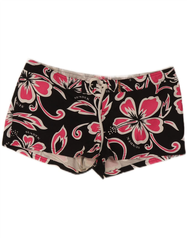 Shorts de natação feminino SUNDEK US 6 poliéster floral preto médio
